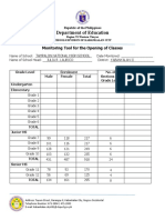 Department of Education: Monitoring Tool For The Opening of Classes