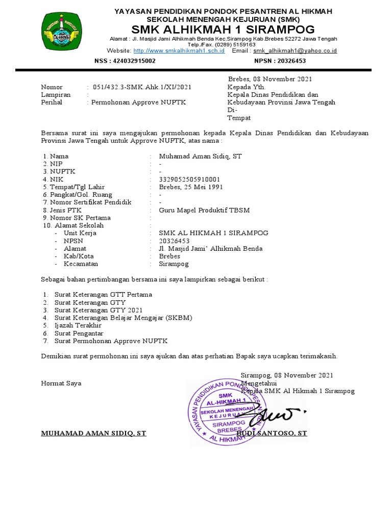 Surat Approve Nuptk Pdf