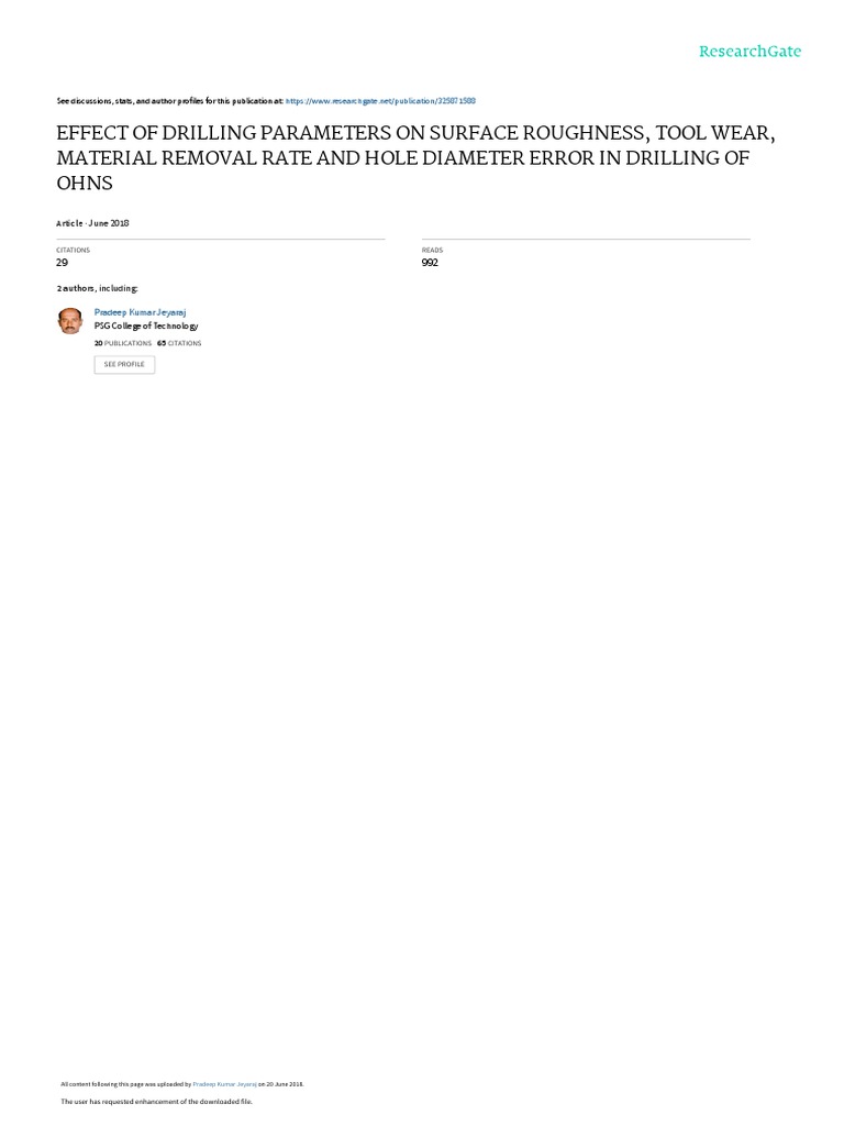 Drilling Parameters Impact on OHNS Quality | PDF | Analysis Of Variance ...