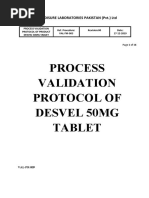 Process Validation Protocol of Desvel 50Mg Tablet: Medisure Laboratories Pakistan (PVT.) LTD