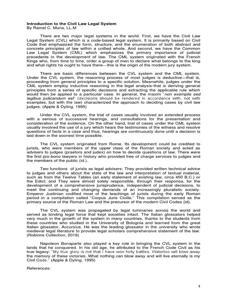 Overview of the Civil Law System | PDF | Roman Law | Jurisprudence