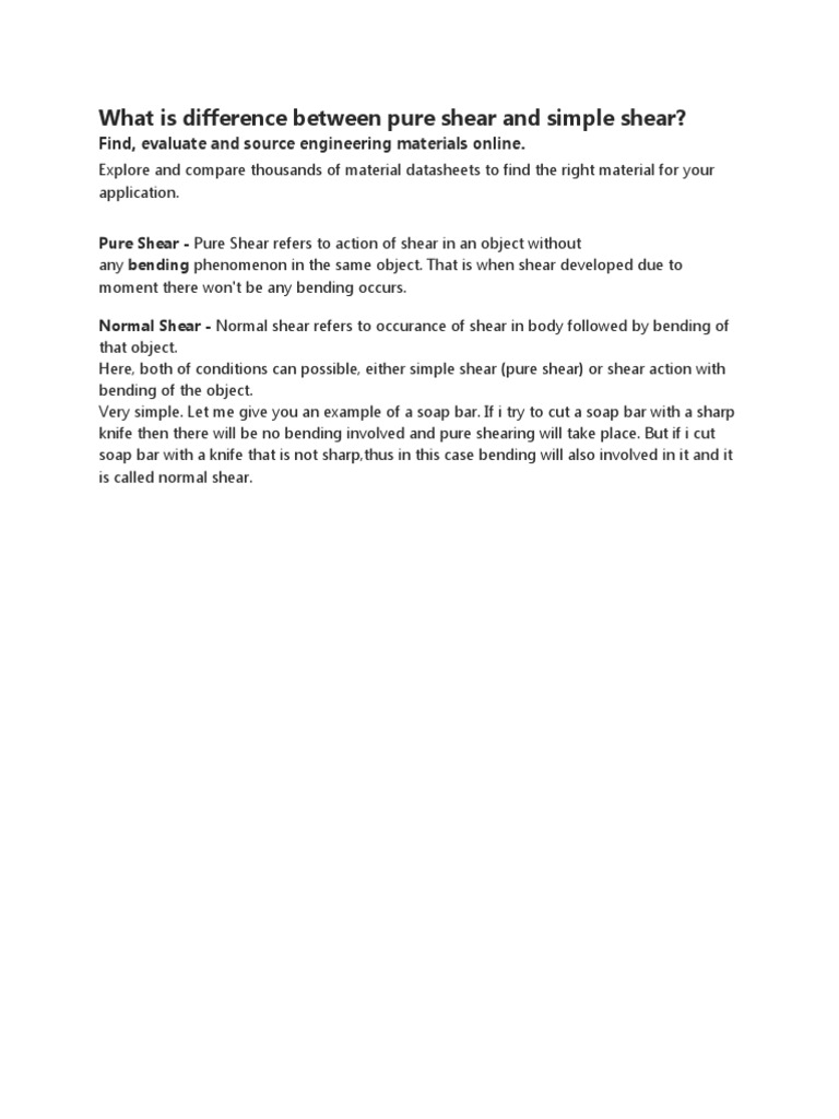Difference Between Pure Shear and Simple Shear PDF