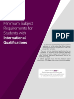 Minimum Subject Requirements For Students With International Qualifications