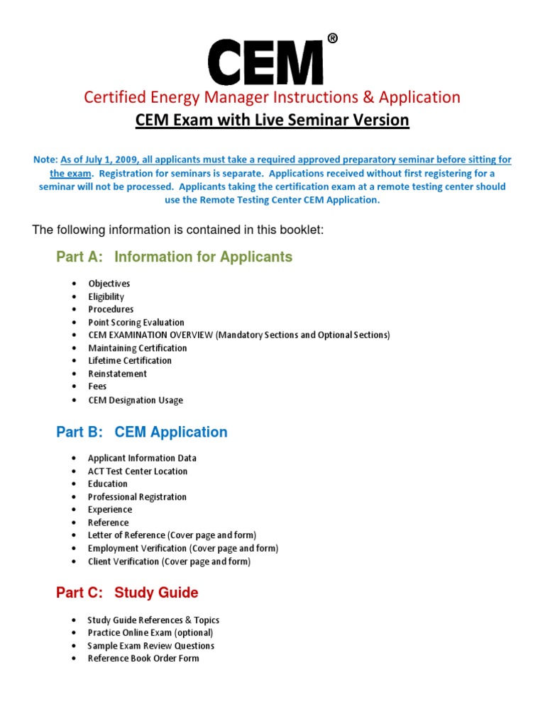 CEM Certification Application Guide | PDF | Cogeneration | Electric Motor