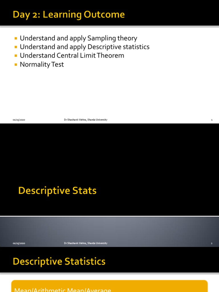 Sampling Theory and Descriptive Stats Guide | PDF | Normal Distribution ...