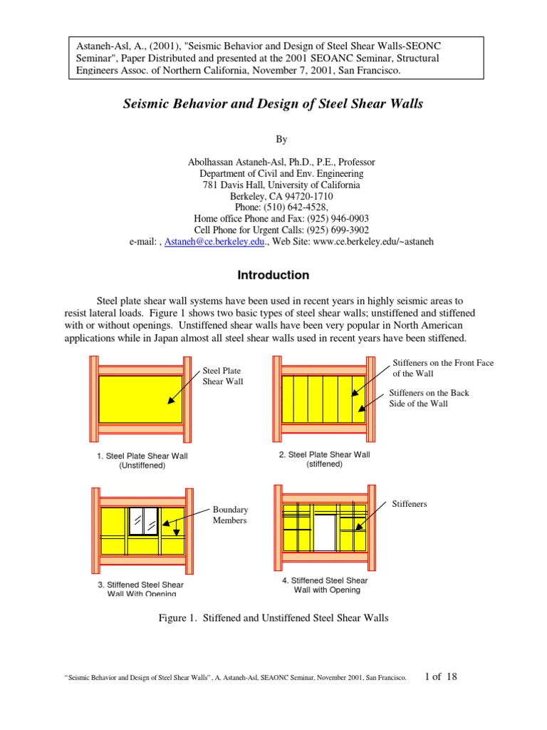 Seismic Design of Steel Shear Walls | PDF | Beam (Structure) | Buckling