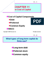 Cost of Capital Components Debt Preferred Common Equity Wacc
