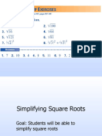 10.1 Simplifying Square Roots