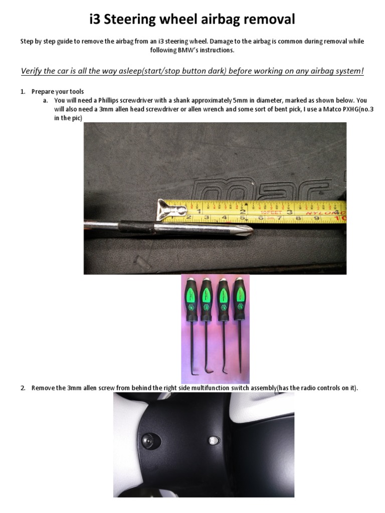 BMW I3 Wheel Airbag Removal PDF Steering Manufactured Goods