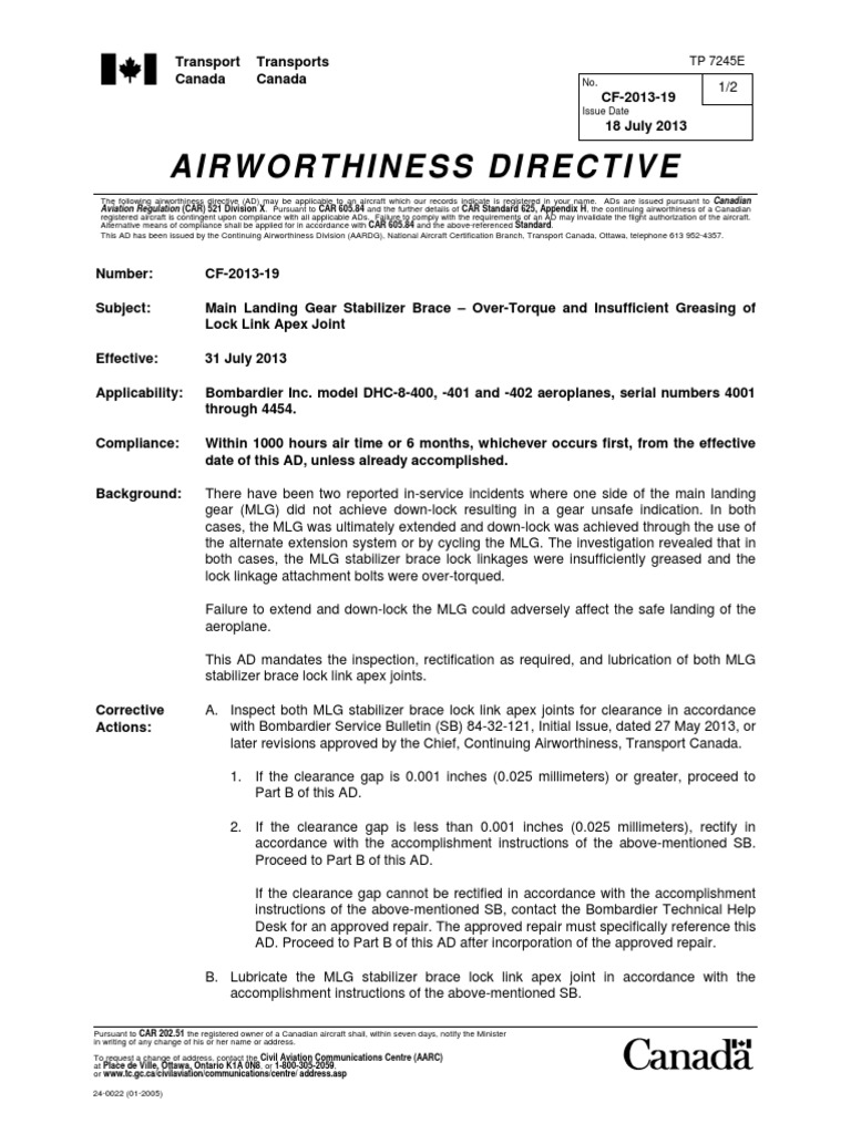 Airworthiness Directive PDF Aerospace Aircraft