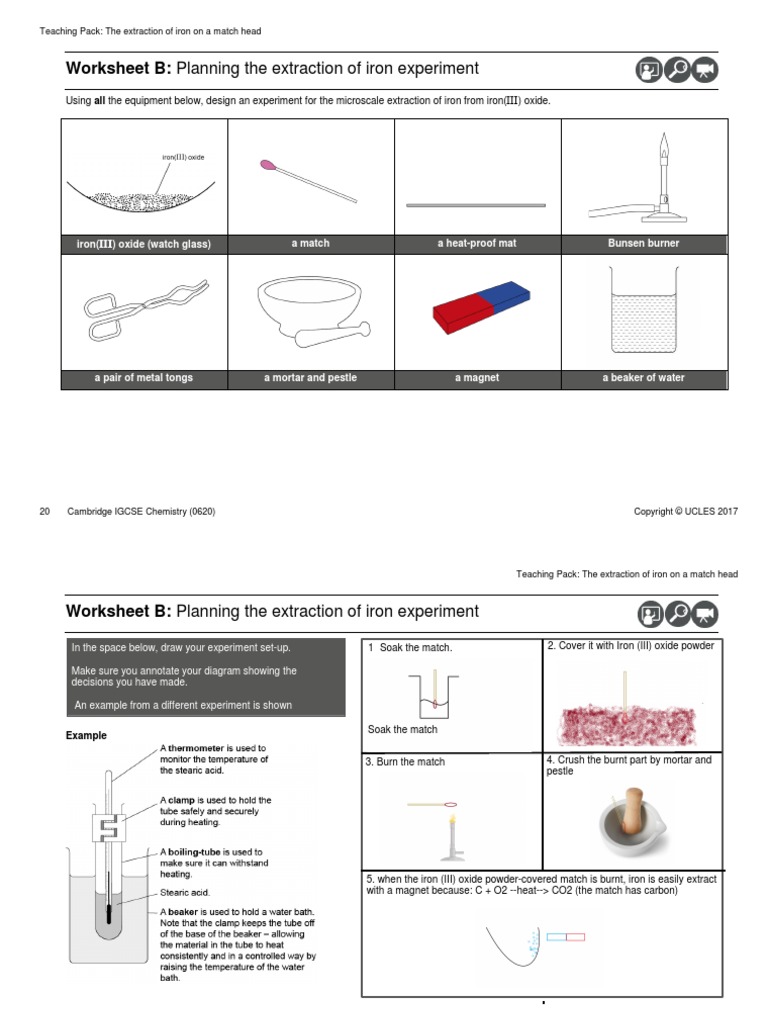 Extraction of Iron On A Match Head - Worksheet B | PDF