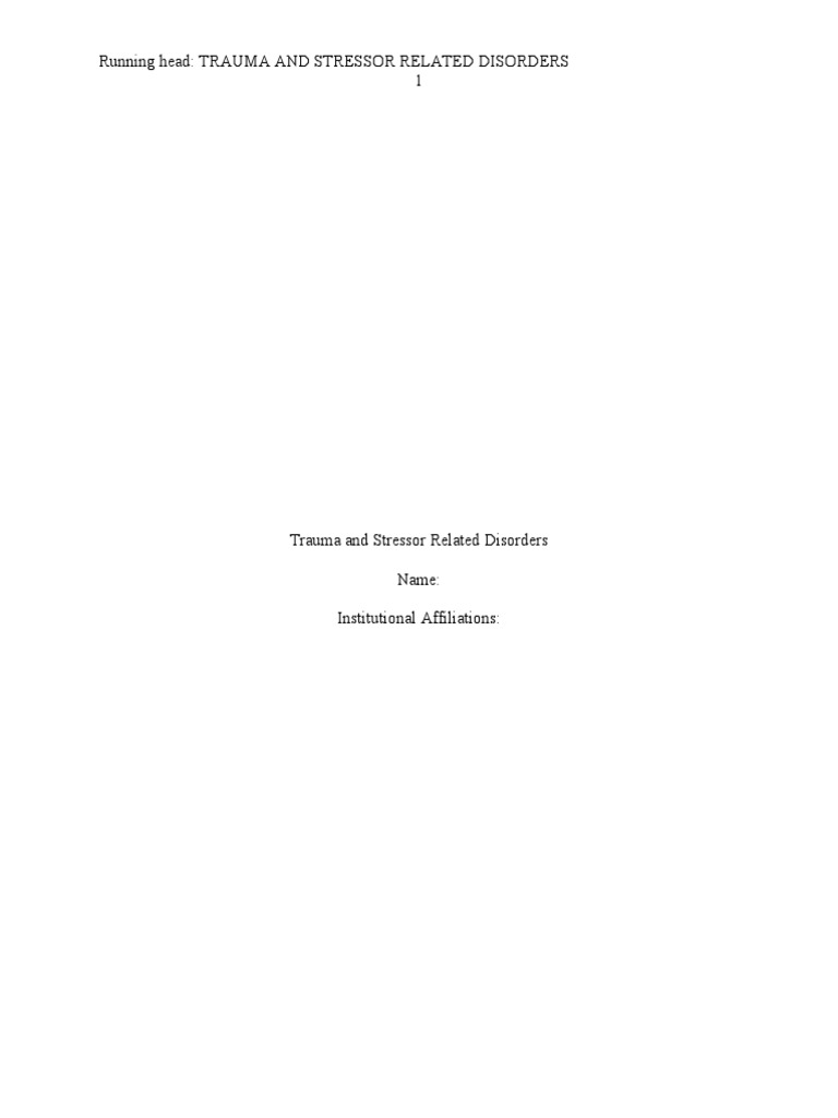 Trauma and Stressor Related Disorders | PDF | Mental Disorder ...