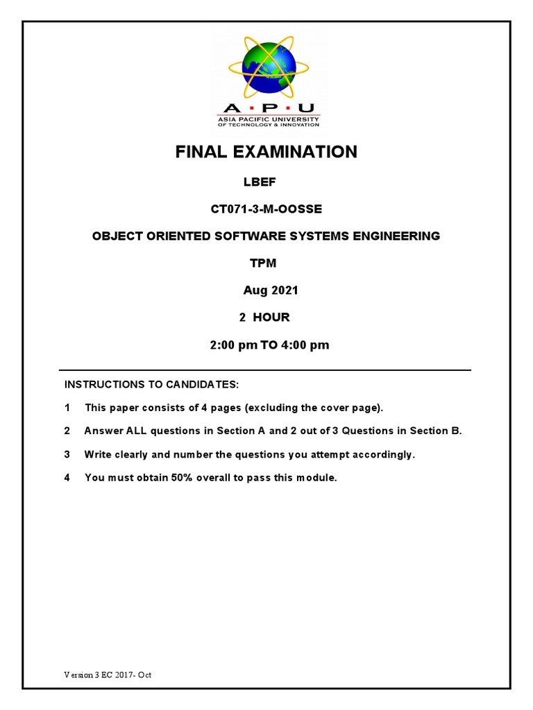 Ct071 3 M Oosse Exam Cover | PDF