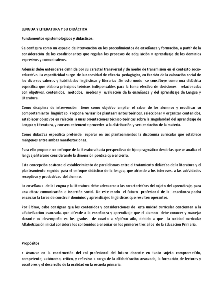 Didáctica de Lengua y Literatura | PDF | Aprendizaje | Literatura