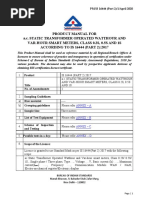 Product Manual For A.C. Static Transformer Operated Watthour and Var-Hour Smart Meters, Class 0.2S, 0.5S and 1S ACCORDING TO IS 16444 (PART 2) :2017