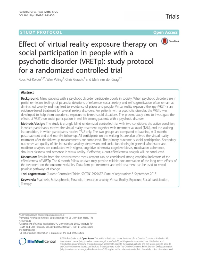 Effect of Virtual Reality Exposure Therapy On PDF Psychosis