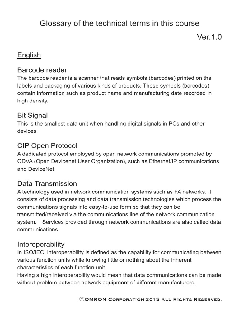 Glossary of The Technical Terms | PDF | Computer Network | Barcode