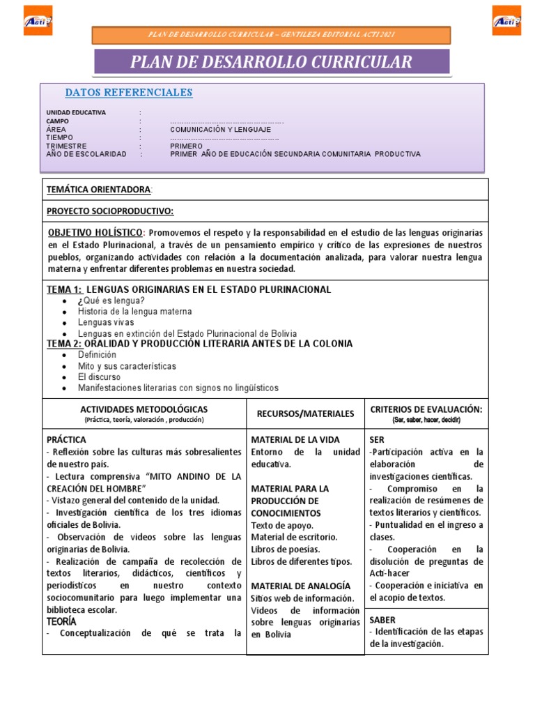 Plan de Desarrollo Curricular 2023 | PDF | Plan de estudios | Comunicación