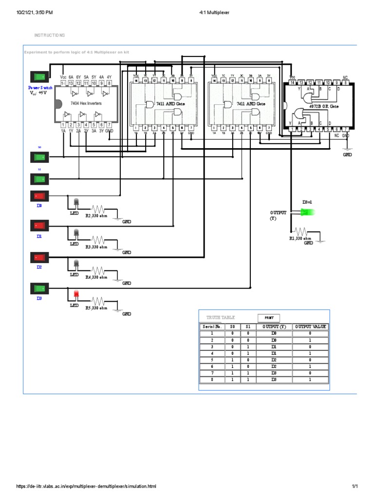 4:1 Multiplexer Logic Experiment Guide | PDF | Digital Technology ...