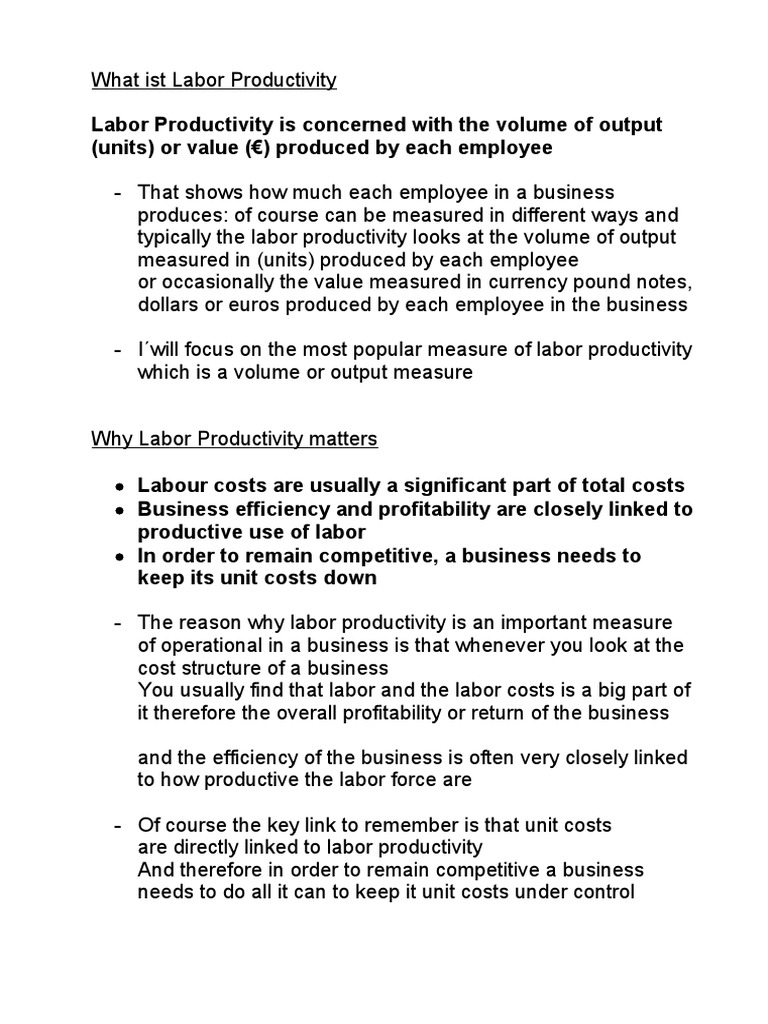 Understanding Labor Productivity Metrics | PDF | Business | Finance ...