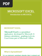 Microsoft Excel: Introduction To MS EXCEL