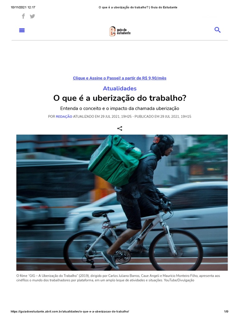 O que é a Uberização do Trabalho? | PDF | Economia | Consultor