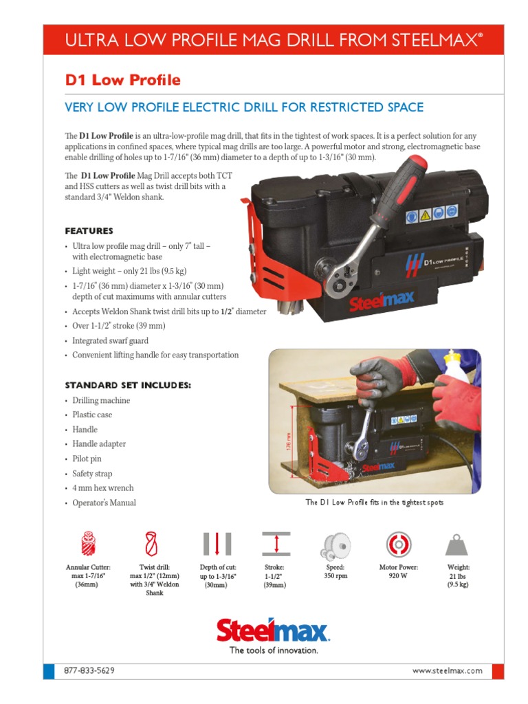 Ultra Low Profile Mag Drill From Steelmax PDF Cutting Tools