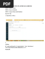 Notes of Azure Data Bricks