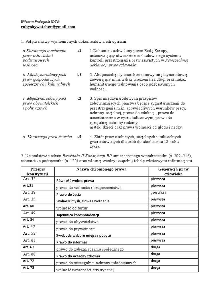 Wos Prawo I Sądy Sprawdzian Wos KP Prawa Czlowieka | PDF
