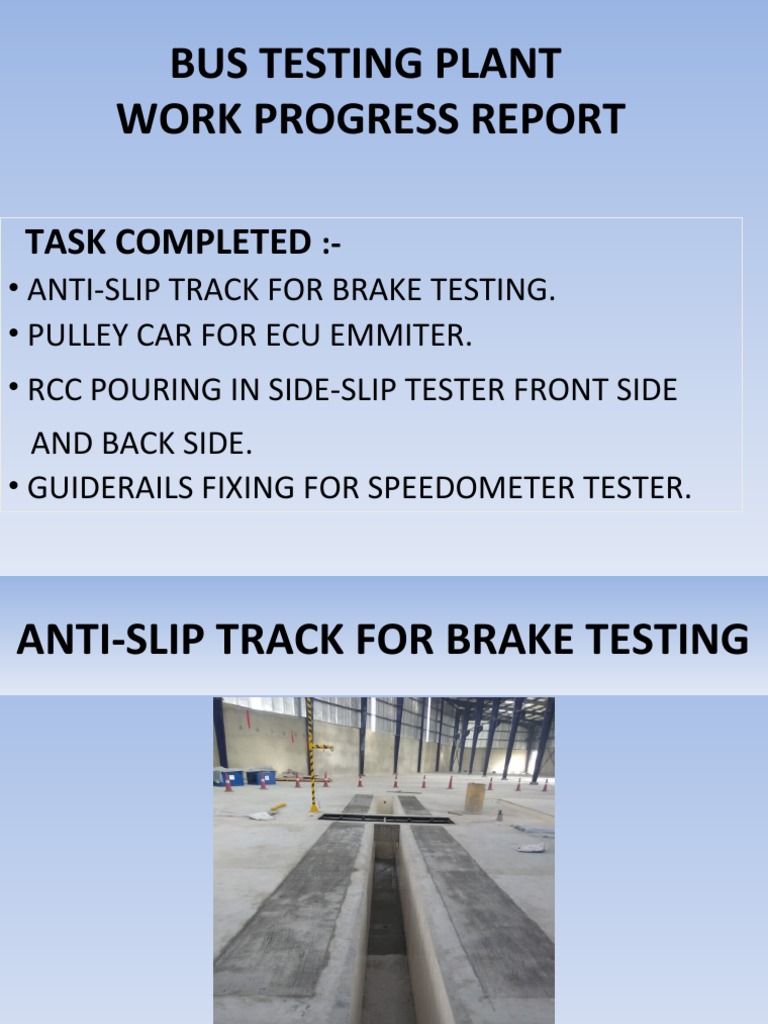Bus Testing Plant Work Progress Report: Task Completed | PDF | Business ...
