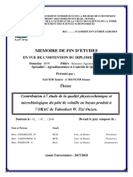 Contribution à l’Étude de La Qualité Physicochimique Et Microbiologique Du Pâté de Volaille en Boyau Produit à l’ORAC de Taboukert W. Tizi Ouzou