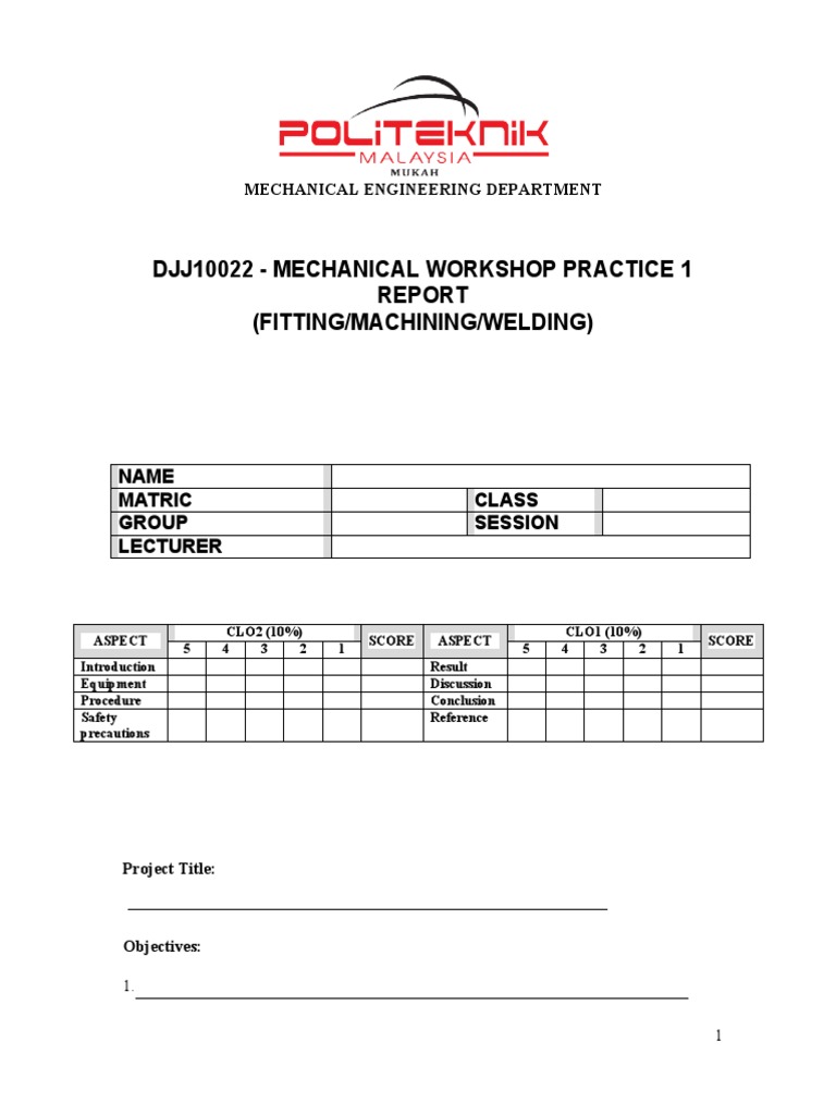 Mechanical Workshop Practice Report | PDF | Computers | Technology ...
