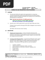 Procedure Number: QAP-08.6 Revision: AJ Page 1 of 17 Corrective and Preventive Action Procedure 1.0 Purpose