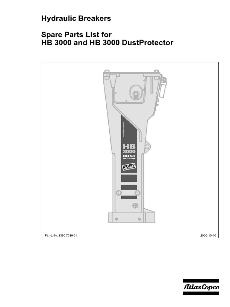 Hydraulic Breakers Spare Parts List For HB 3000 and HB 3000