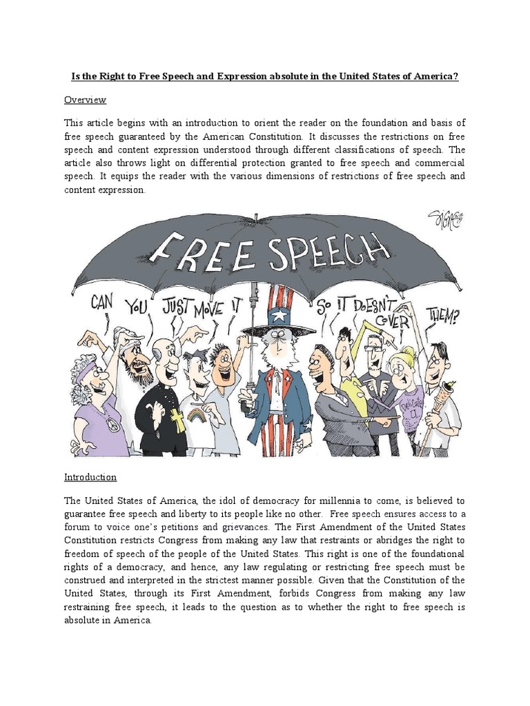 Is Free Speech Absolute in the U.S.? | PDF | Freedom Of Speech | First ...