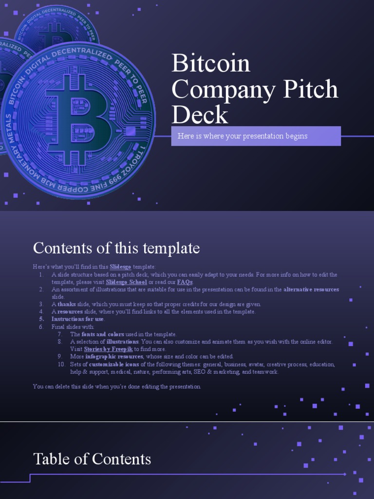 Bitcoin Company Pitch Deck Template | PDF | Planets | Mercury (Planet)
