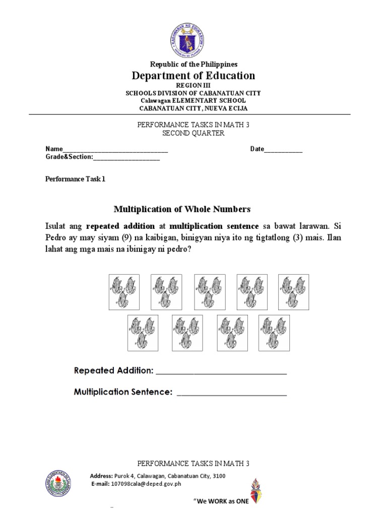 Department of Education: Multiplication of Whole Numbers | PDF ...