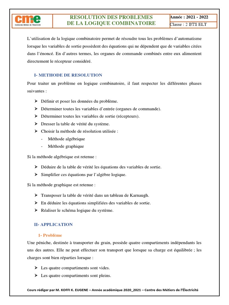 Résolution de Problèmes Logiques Combinatoires | PDF | Logique ...