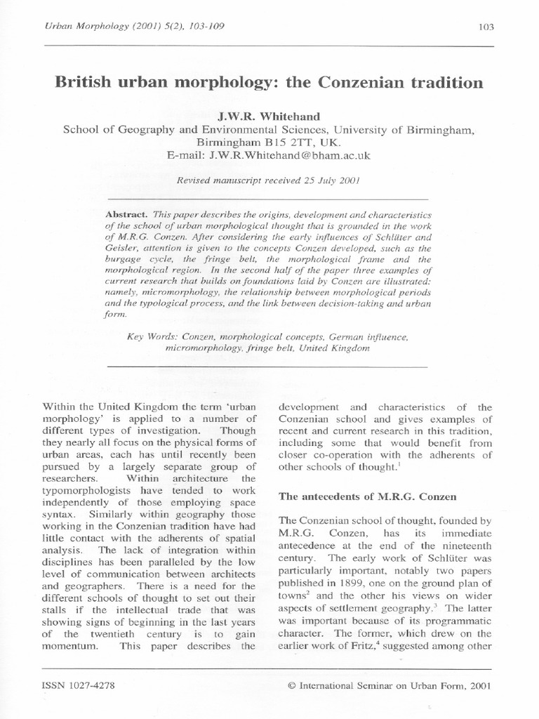 British Urban Morphology The Conzenian Tradition | PDF | United Kingdom ...
