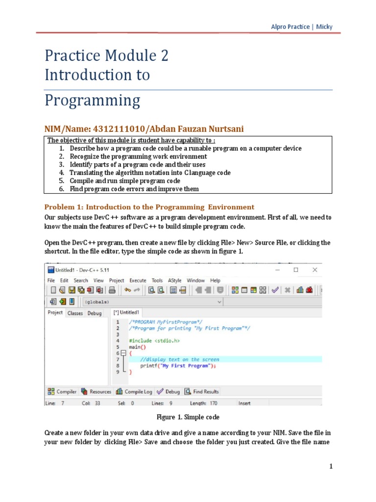 Practice Module 2 Introduction To Programming: NIM/Name: 4312111010 ...