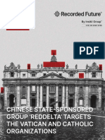 Chinese State-Sponsored Group Reddelta' Targets The Vatican and Catholic Organizations