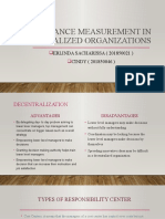 Performance Measurement in Decentralized Organizations: ERLINDA SACHARISSA (201850021) CINDY (201850046)