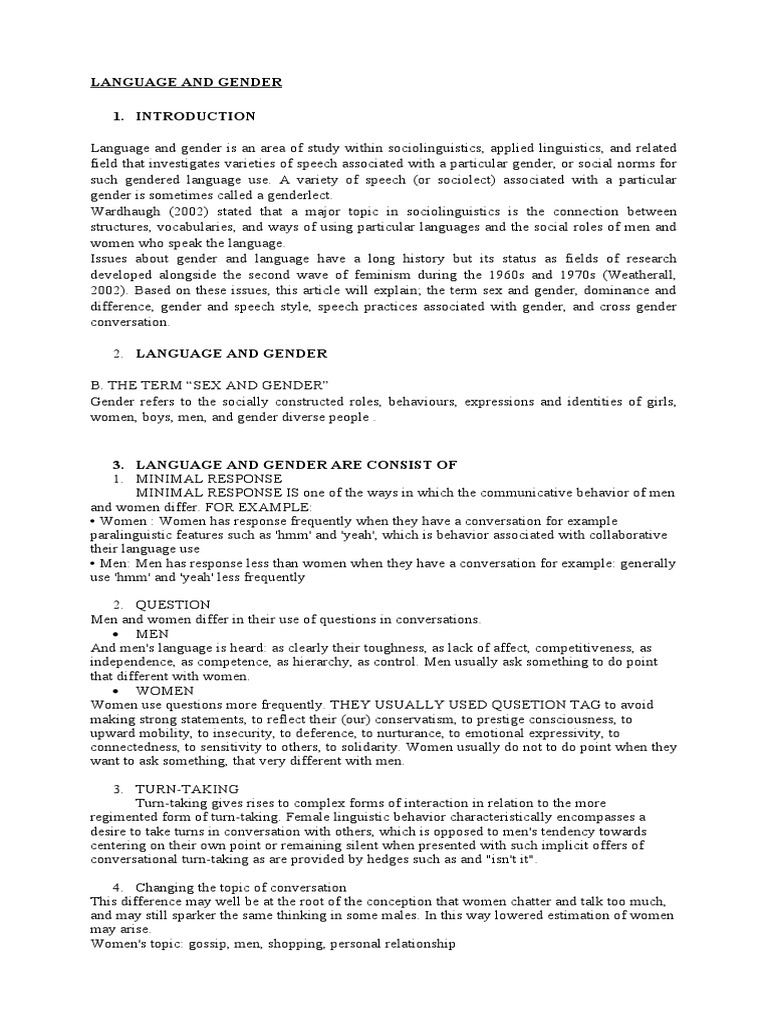Language and Gender Differences | PDF | Grammatical Gender ...