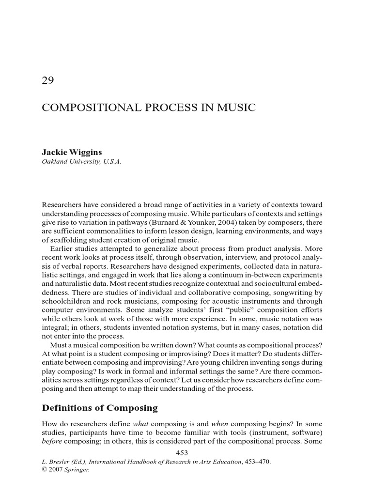 29 Compositional Process in Music: Jackie Wiggins | Download Free PDF ...