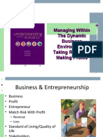 Managing Within The Dynamic Business Environment: Taking Risks and Making Profits
