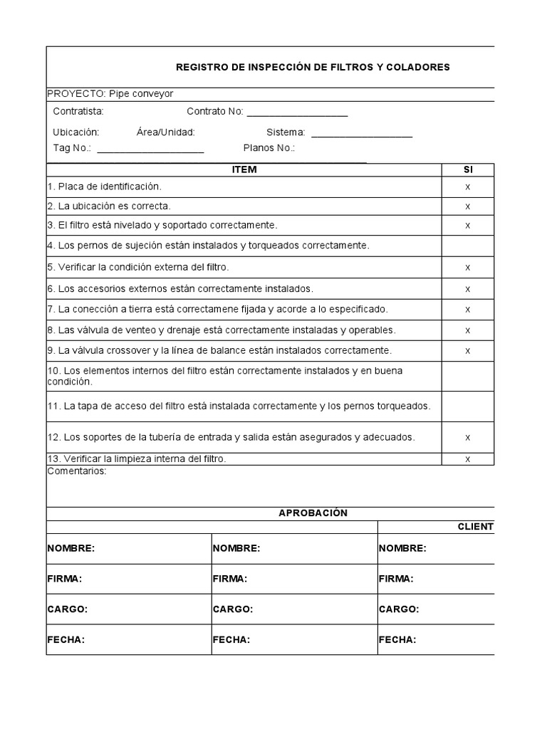 2 INSPECCION DE FILTROS Ok | PDF