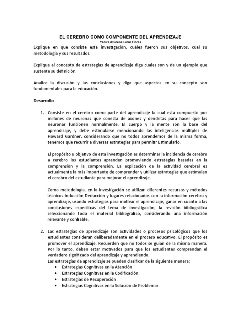 Estrategias de Aprendizaje y Cerebro | PDF | Aprendizaje | Cerebro