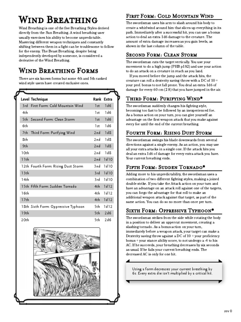 Wind Breathing Techniques Guide | PDF | Swordsmanship