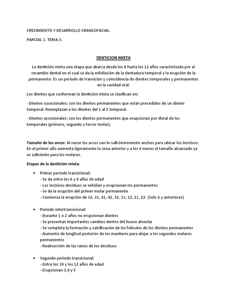 Dentición Mixta: Etapas y Características | PDF | Diente | Anatomia dental