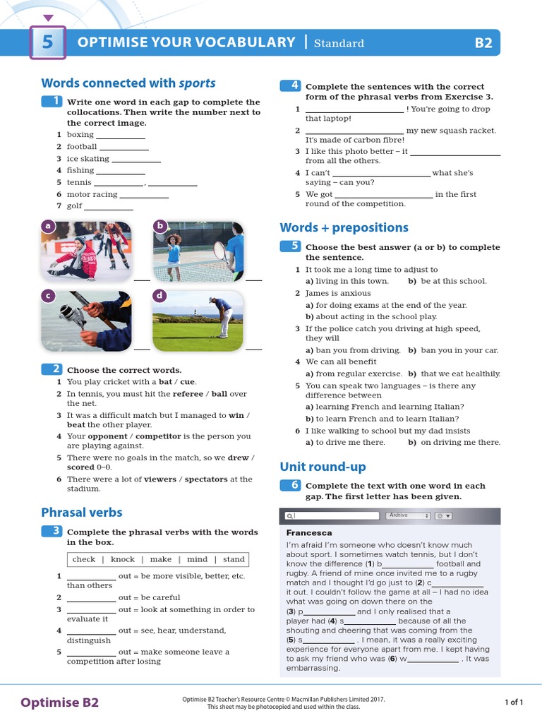 OPT B2 U05 Vocab Standard | PDF | Linguistics